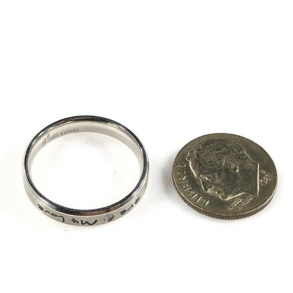 "You are my Love" CZ Stainless Steel Ring Wedding Anniversary Promise US Size 8 - Picture 10 of 11